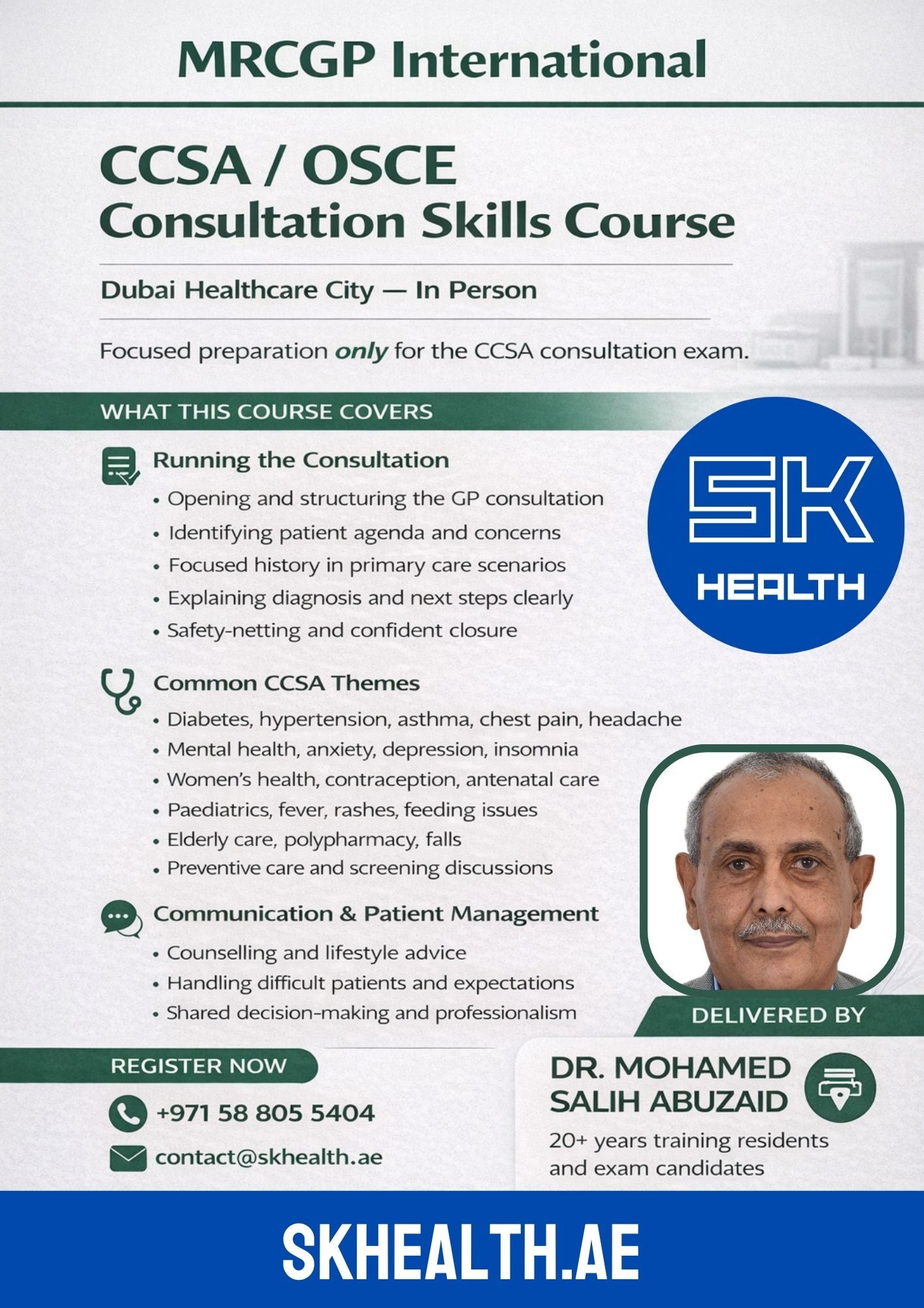 MRCGP International CCSA / OSCE Consultation Skills Course